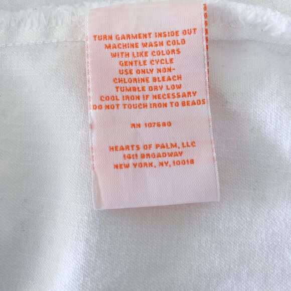 Hearts Of Palm - White Button Up Denim Jacket with Beaded Collar - Picture 5 of 8